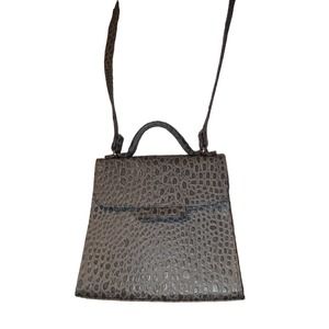 Vintage Sarne Taupe Croc Embossed Satchel Purse